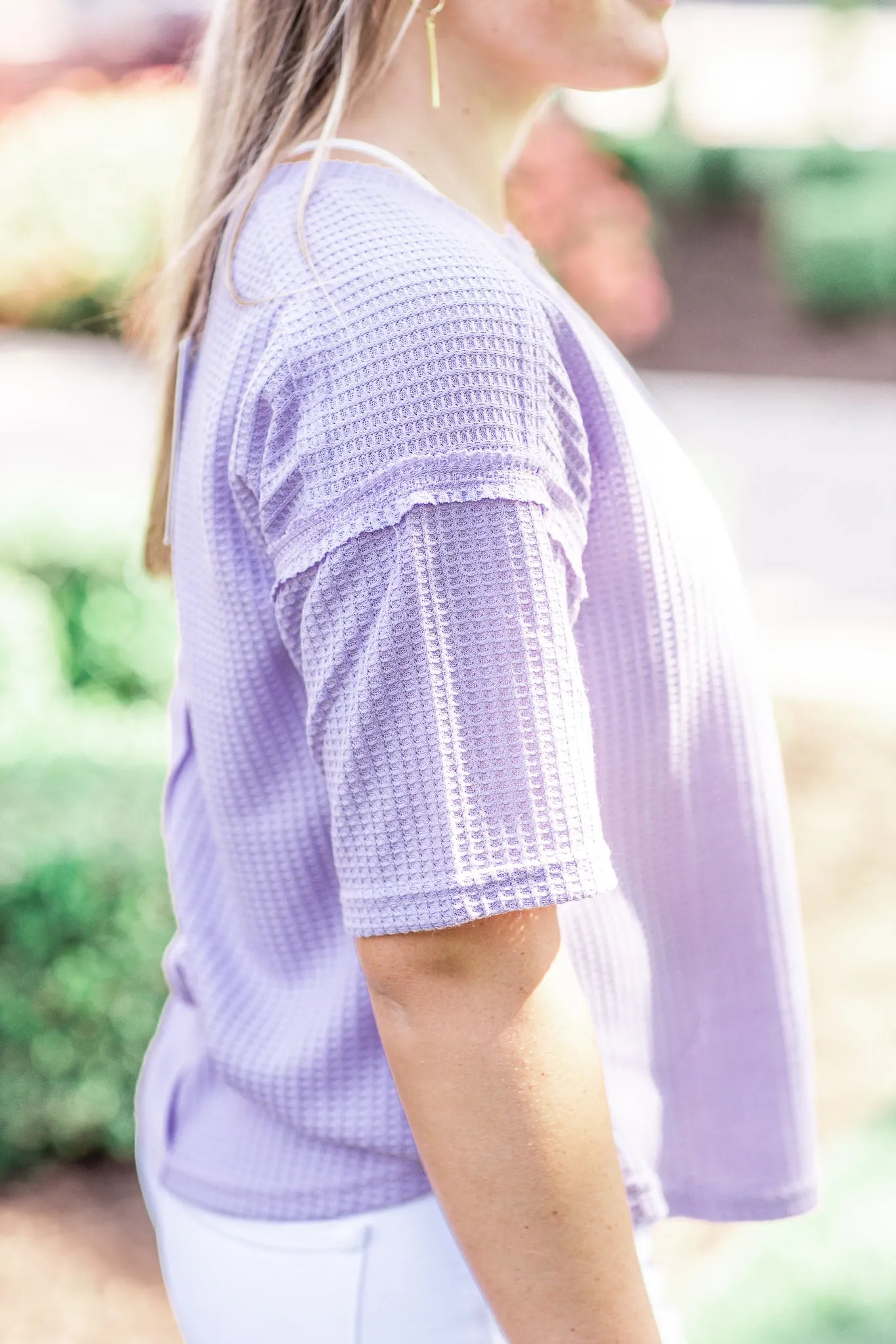 Never Give You Up Waffle Knit Top Lavender