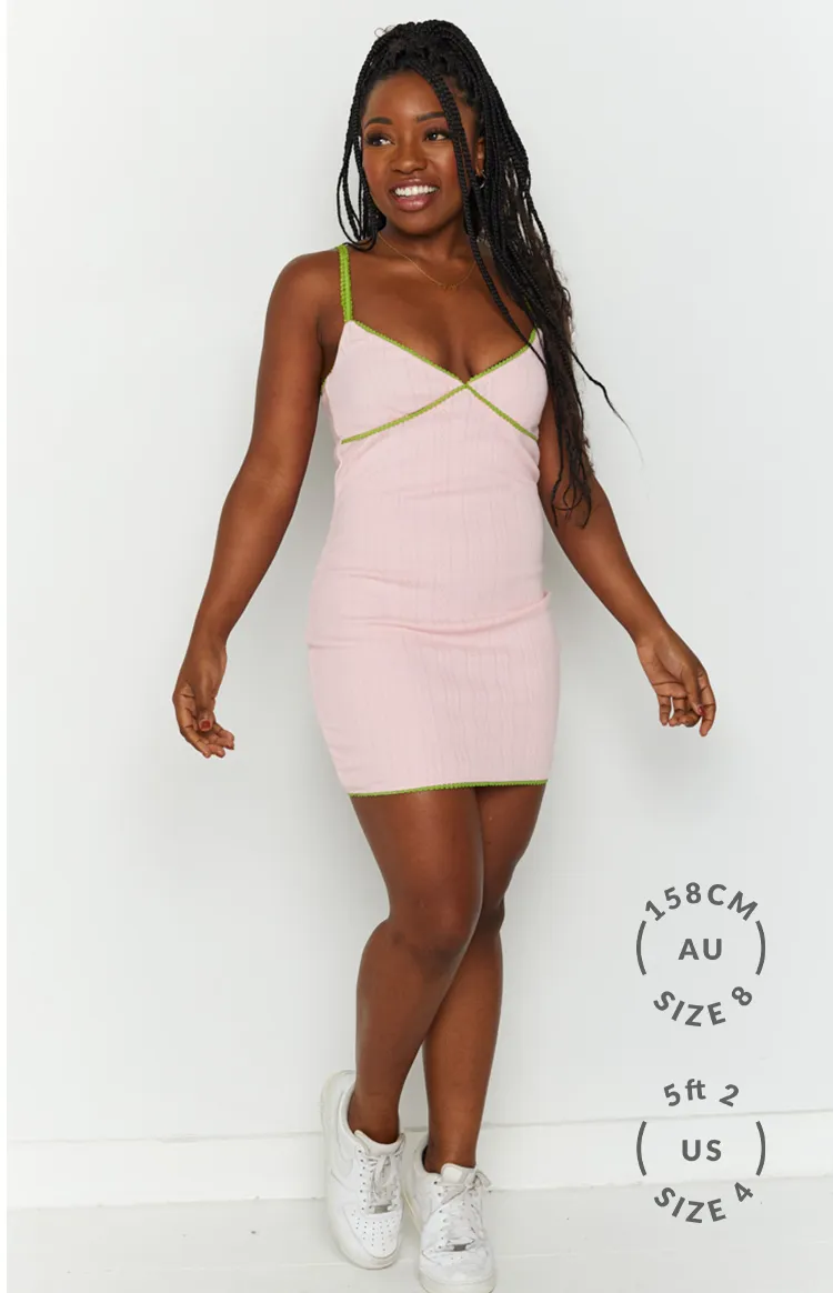 Nicole Rib Mini Dress Pink