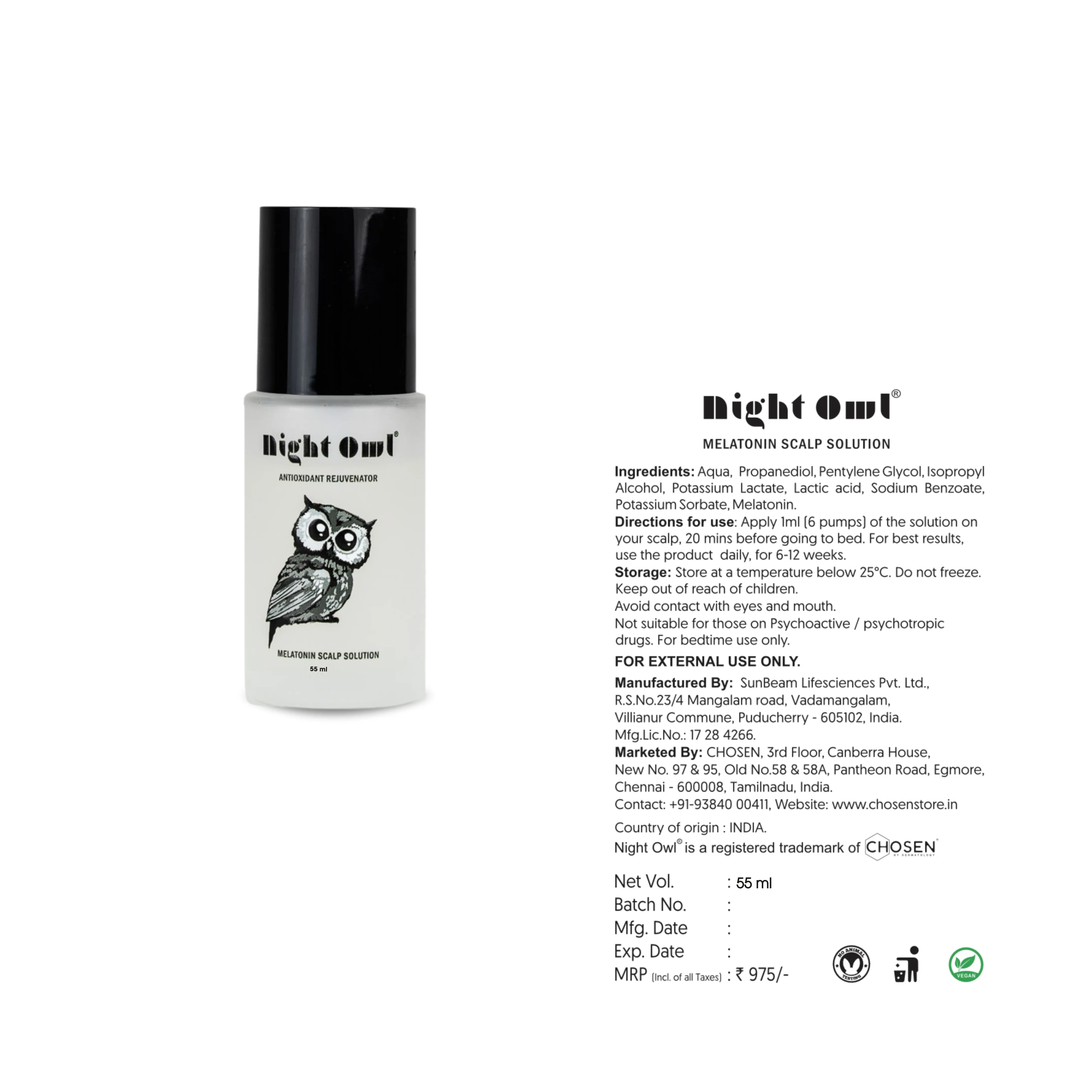 Night Owl® Melatonin Scalp Lotion 55ml