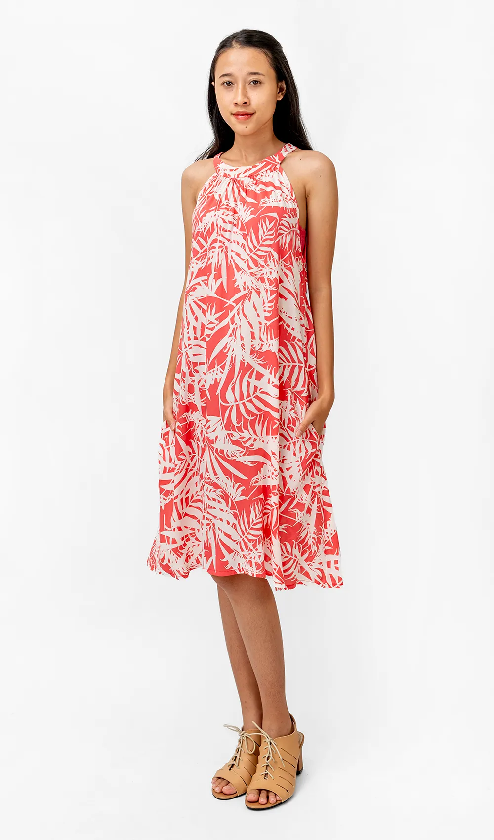 Palm Bright Coral Eco-Rayon Twiggy Dress, 2 sizes