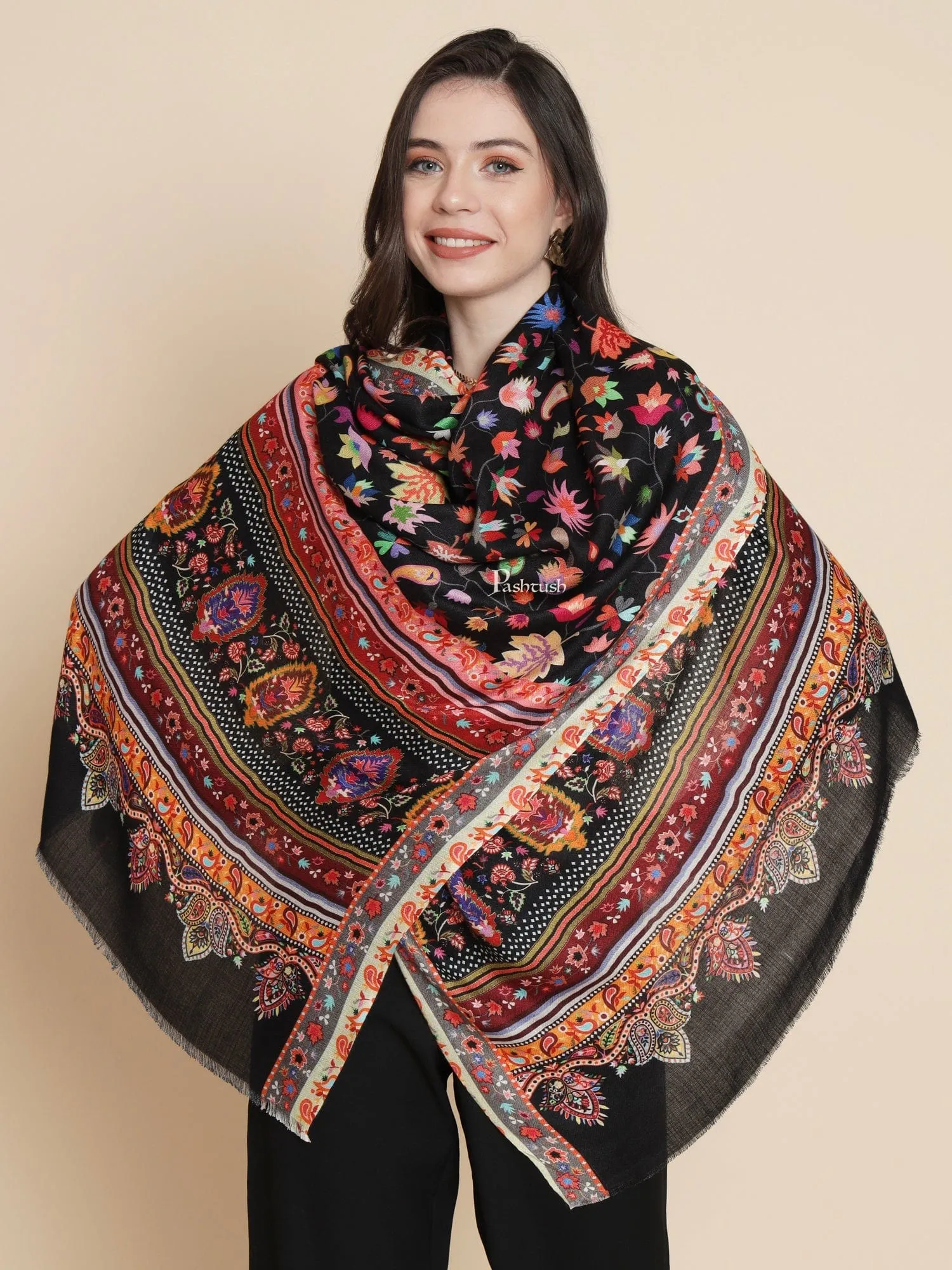 Pashtush Womens, Extra Soft Bamboo, Floral Paisley  Printed, Multicolour