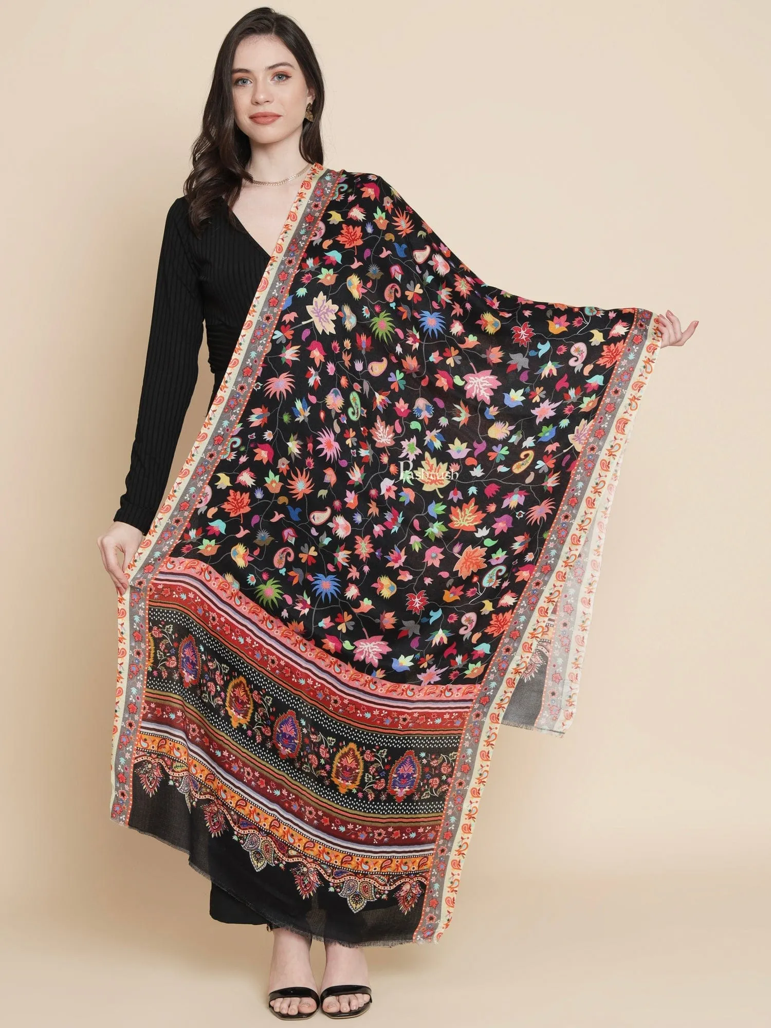 Pashtush Womens, Extra Soft Bamboo, Floral Paisley  Printed, Multicolour