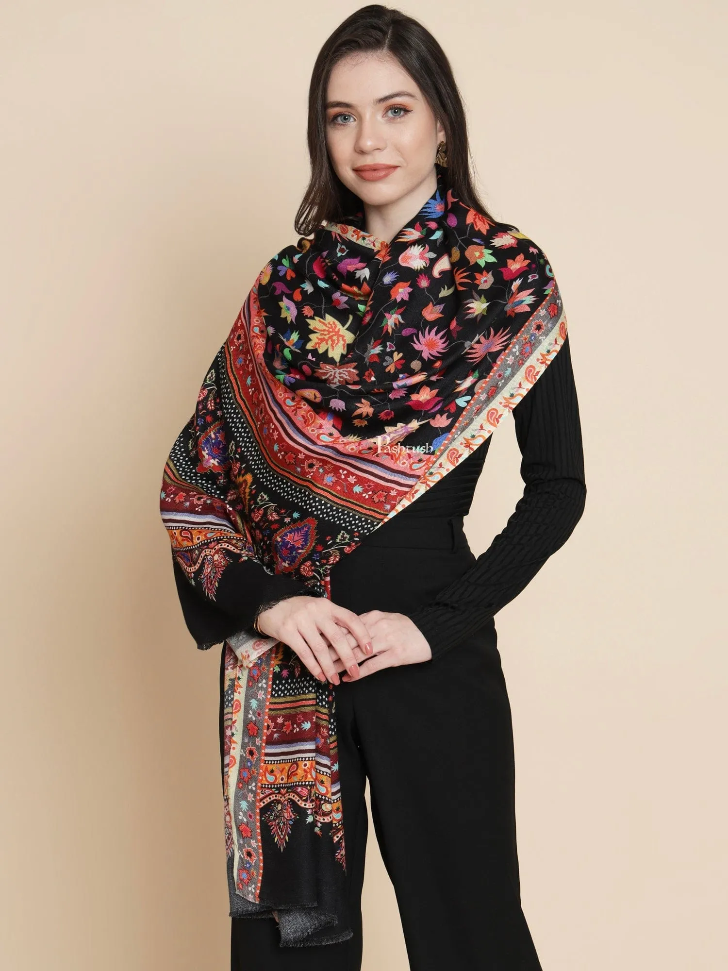 Pashtush Womens, Extra Soft Bamboo, Floral Paisley  Printed, Multicolour