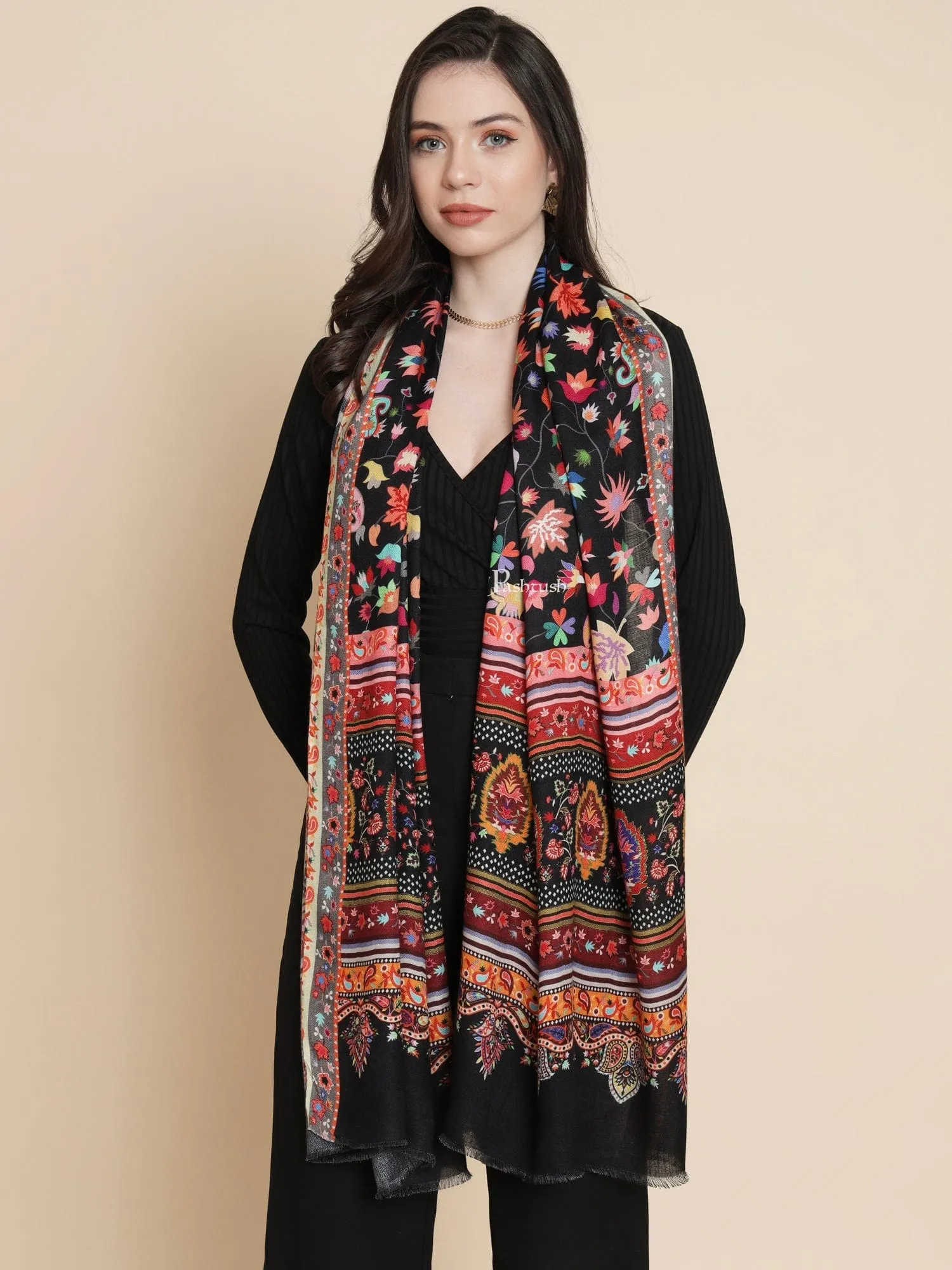 Pashtush Womens, Extra Soft Bamboo, Floral Paisley  Printed, Multicolour