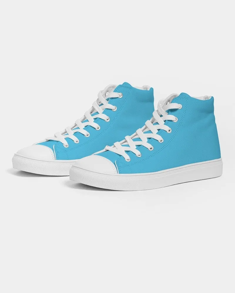 Pastel Cyan Women's High-top Canvas Sneakers | Women's | Bright Pastel Cyan | C60M0Y0K0