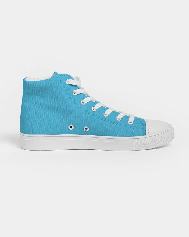 Pastel Cyan Women's High-top Canvas Sneakers | Women's | Bright Pastel Cyan | C60M0Y0K0