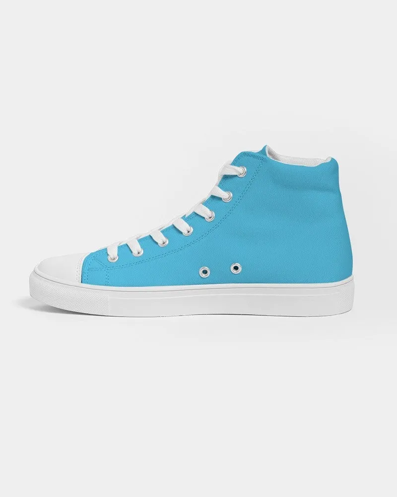 Pastel Cyan Women's High-top Canvas Sneakers | Women's | Bright Pastel Cyan | C60M0Y0K0