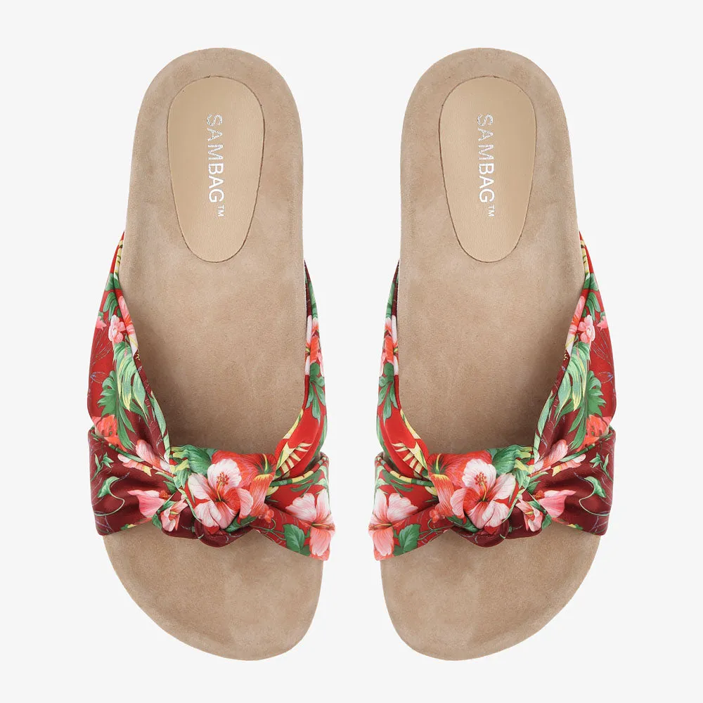 Paula Red Floral Slide