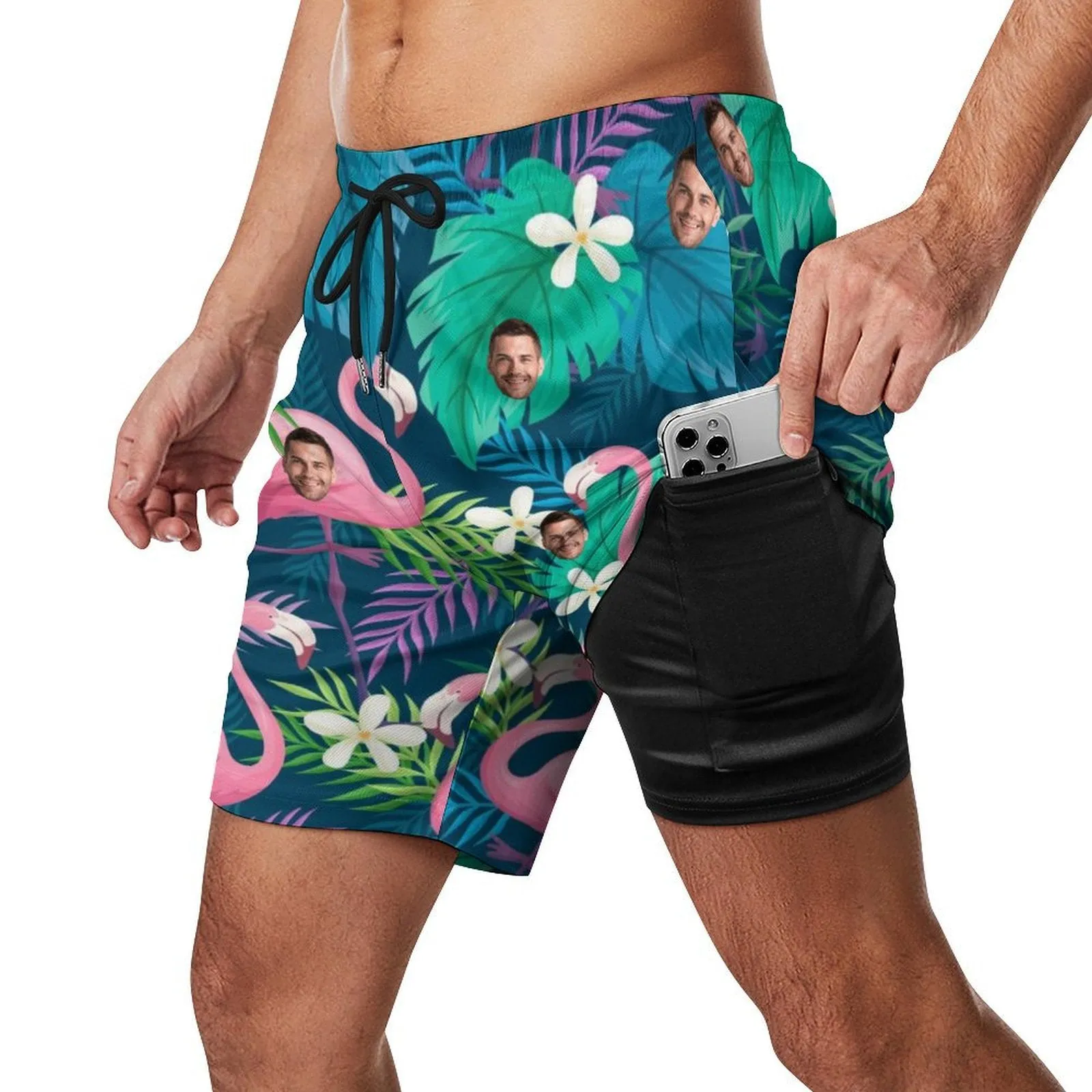 Personalized Face Photo Men's Beach Compression Liner Shorts Summer Trunks Summer