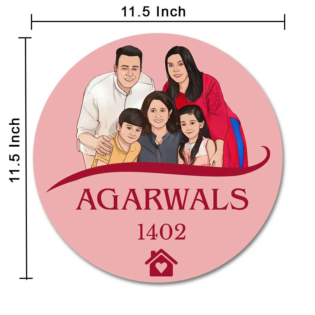 Personalized Round Name Plate Design With Caricature Photo Art for Home