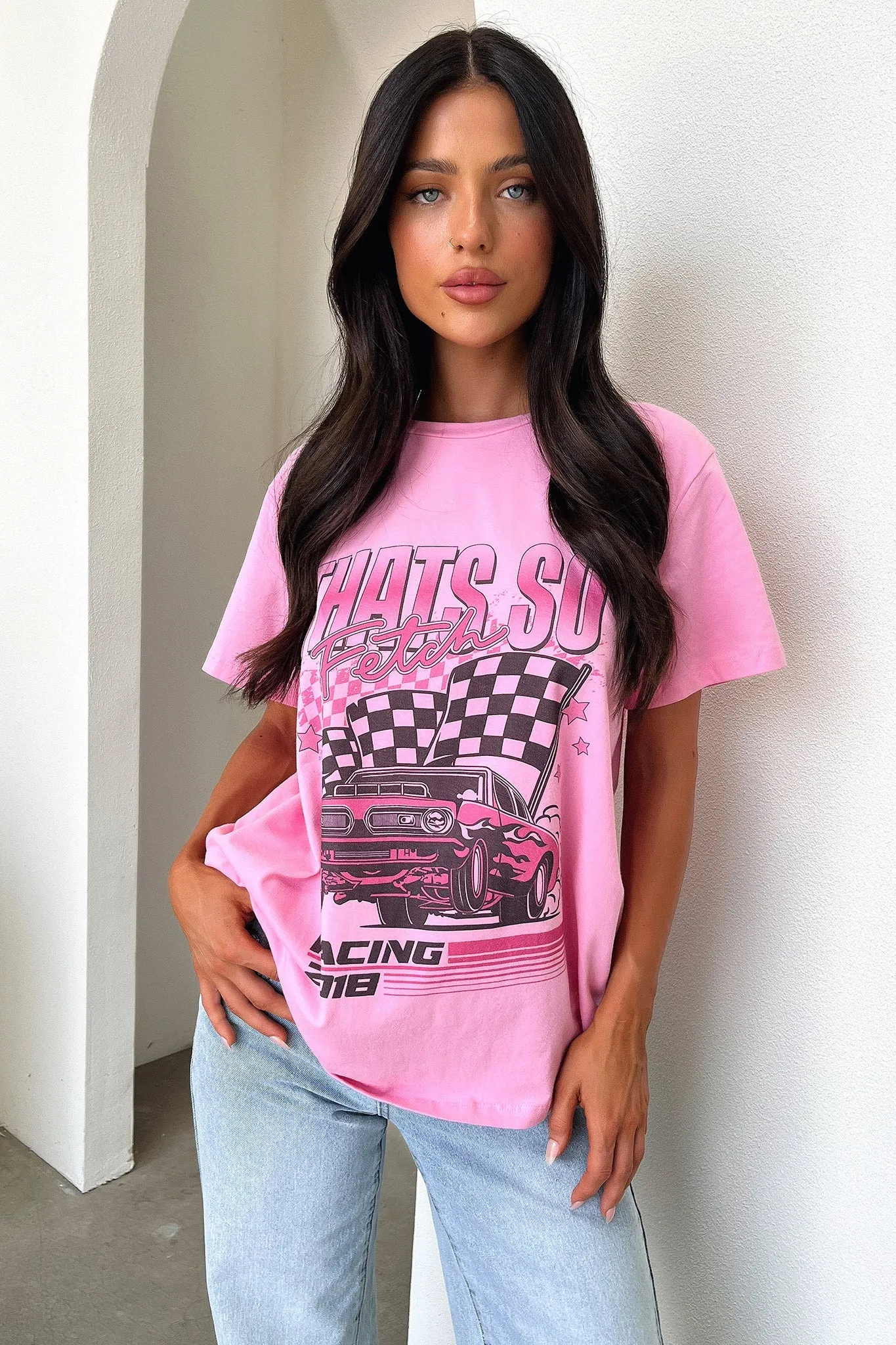 Pitstop Oversized Tee - Pink