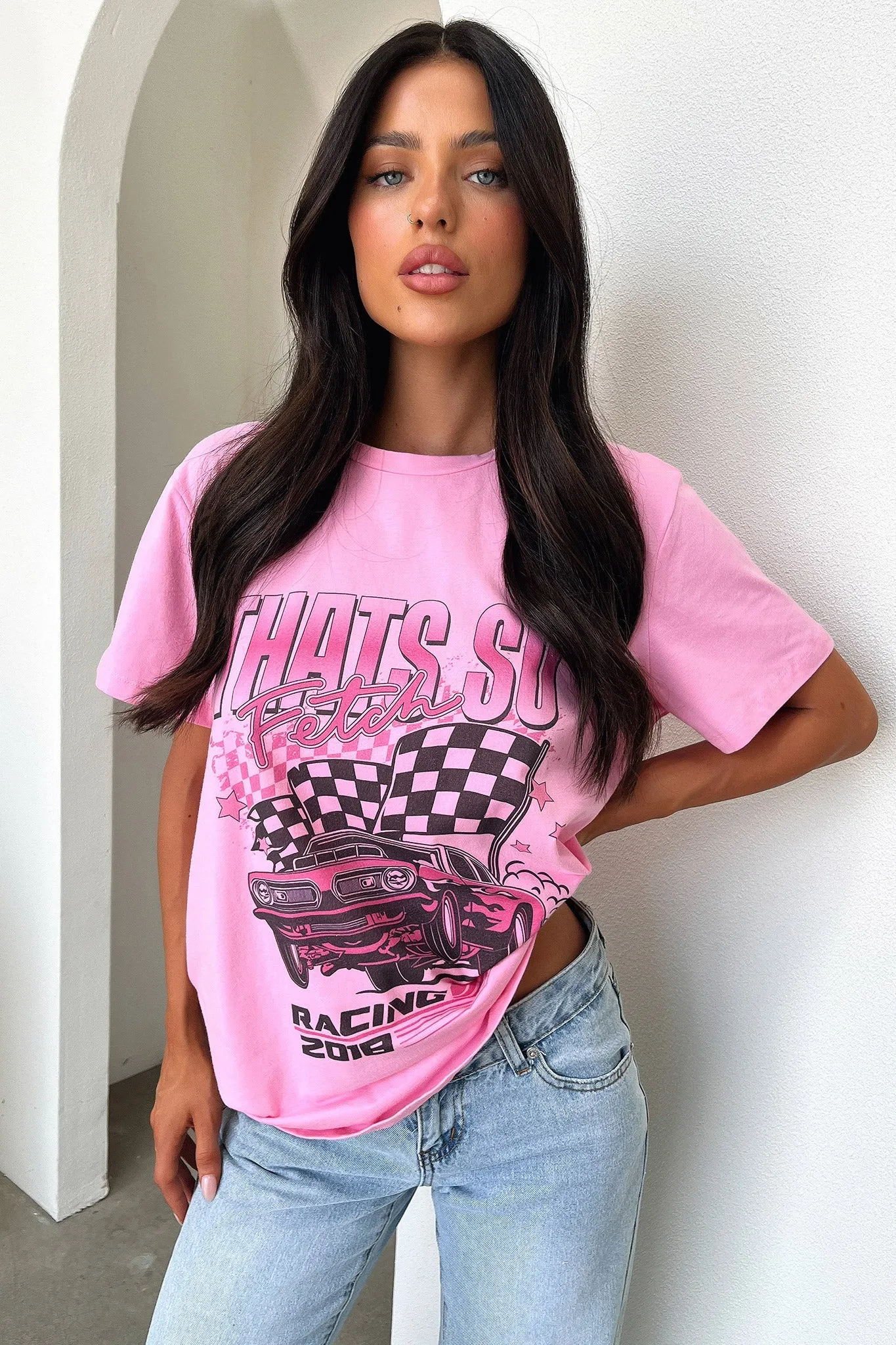 Pitstop Oversized Tee - Pink