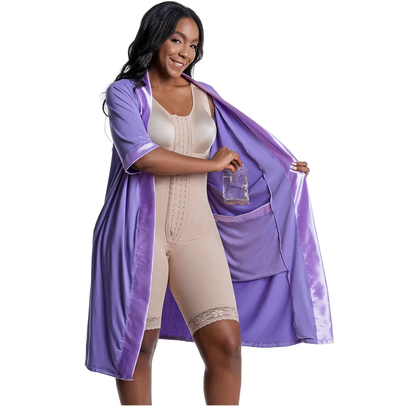 Post Surgery Recovery Night Gown Robe with Drain Pockets | ¾ Sleeves