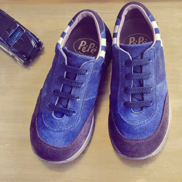 PèPè Boys Navy & Brown Suede Trainer