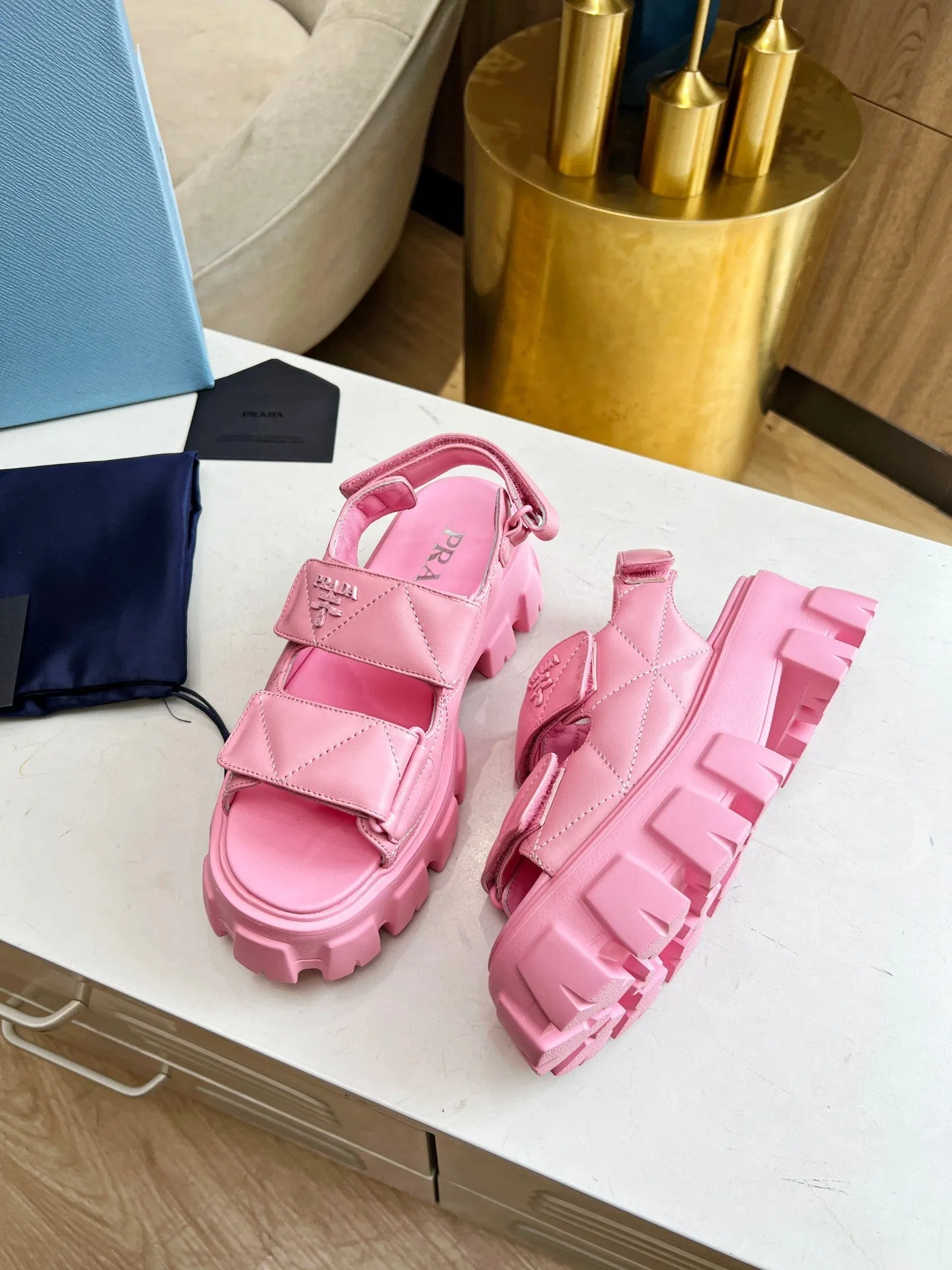 PRA MONOLITH NAPPA SANDALS BRIGHT PINK LAMBSKIN