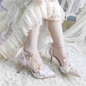 Princess Female Kawaii Tea Party Japanese Cute Anime Lolita Shoes Women Harujuku Cosplay Bow Pointed Toe Feminine High Heel 8cm