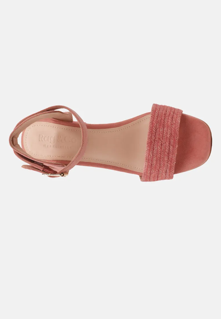 RAYNA Blush Braided Jute Strap and Suede Sandal