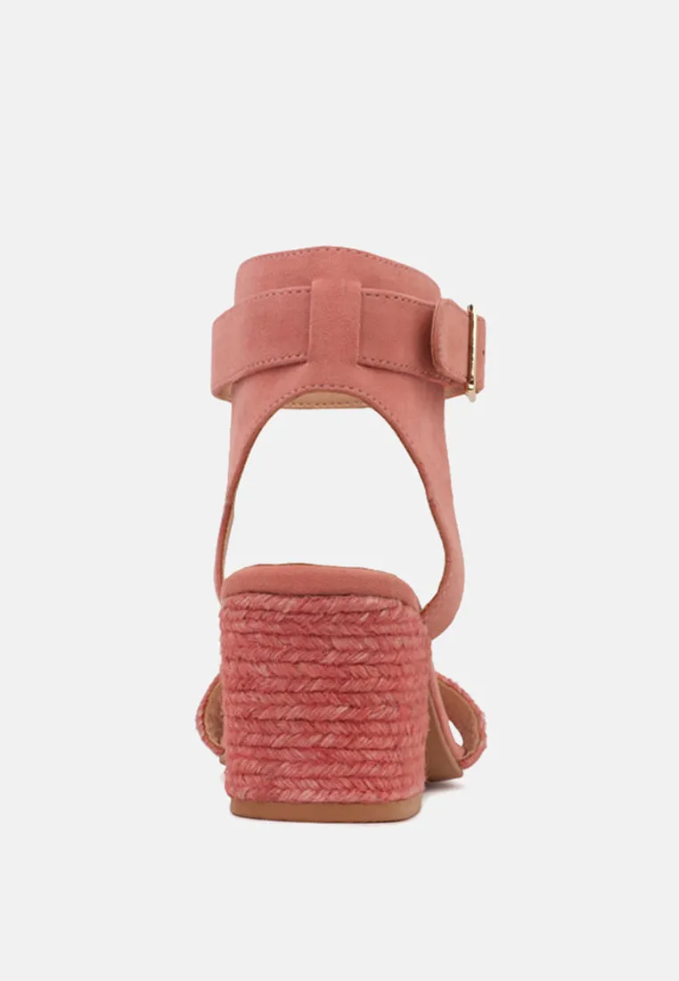 RAYNA Blush Braided Jute Strap and Suede Sandal