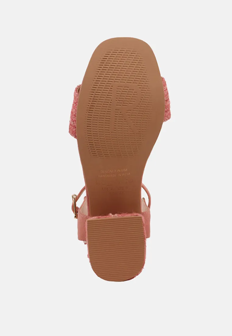 RAYNA Blush Braided Jute Strap and Suede Sandal