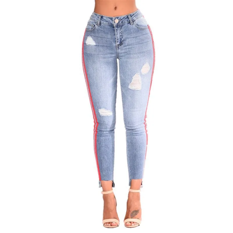 Red Side Stripe Denim Jeans