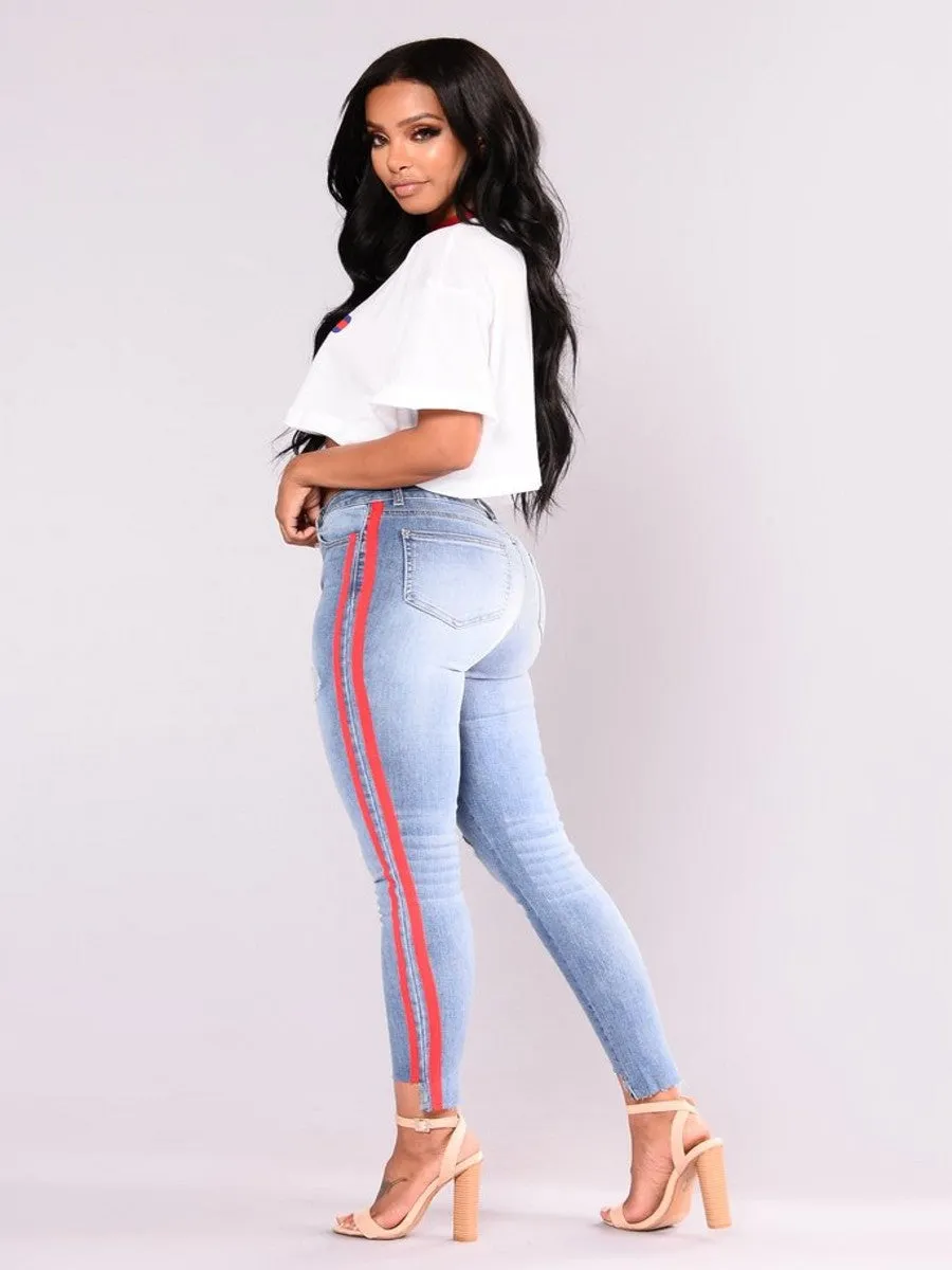 Red Side Stripe Denim Jeans