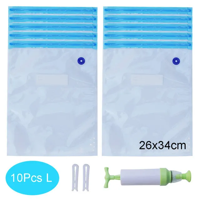 Reusable Vacuum Bags for Food Storage Seal Bags Set Ziplock Freezer Bag with Hand Pump Bag Sous Vide Bags Packages for Freezing