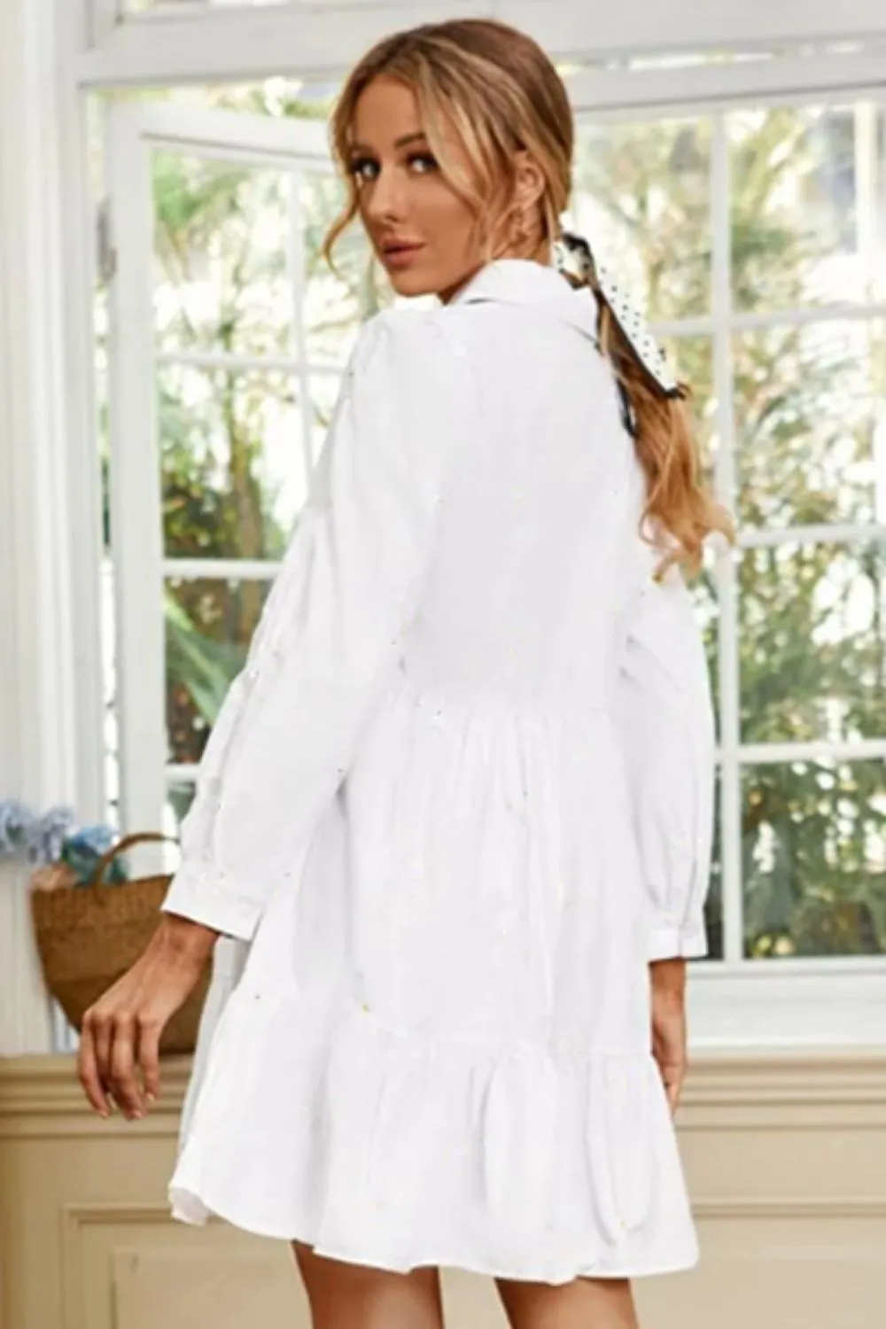 Ruffle Hem Shirt Dress