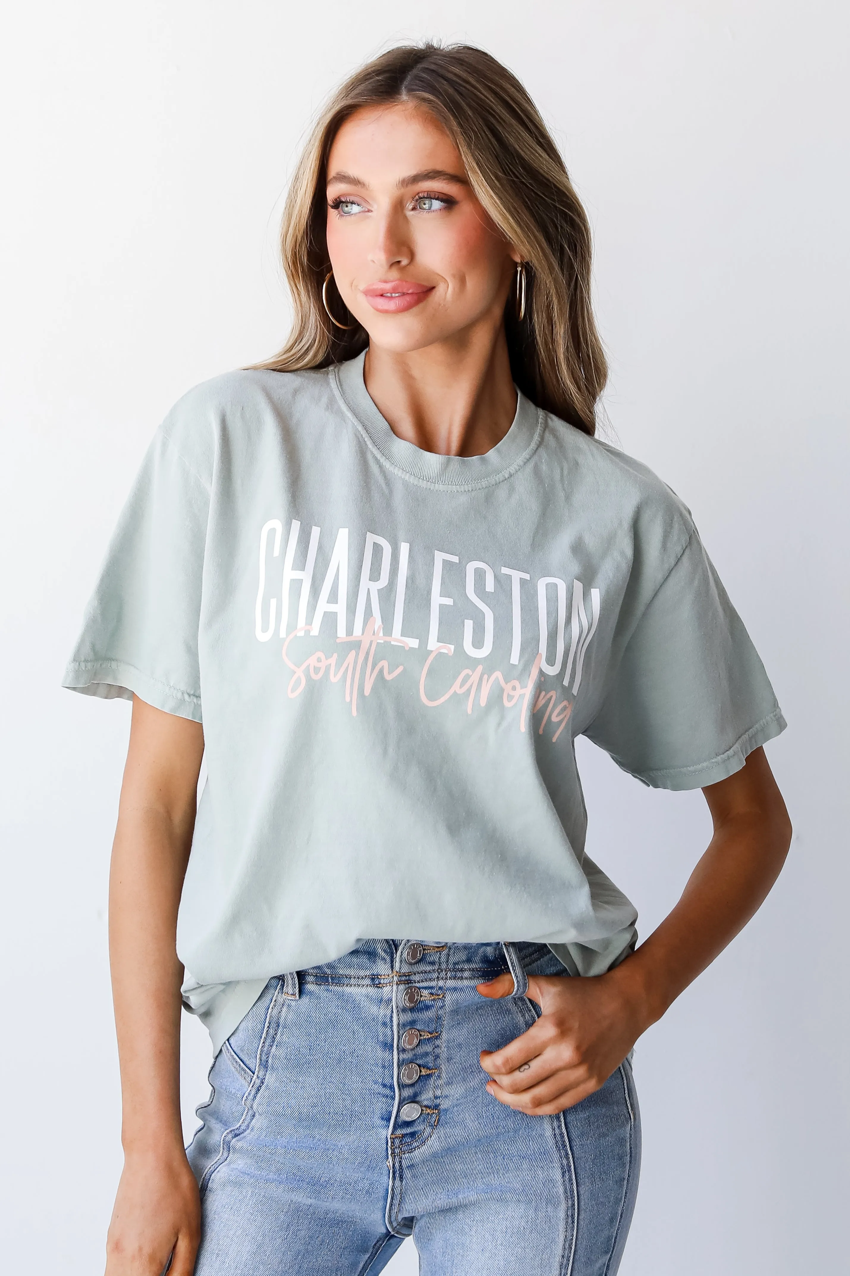 Sage Charleston South Carolina Script Tee