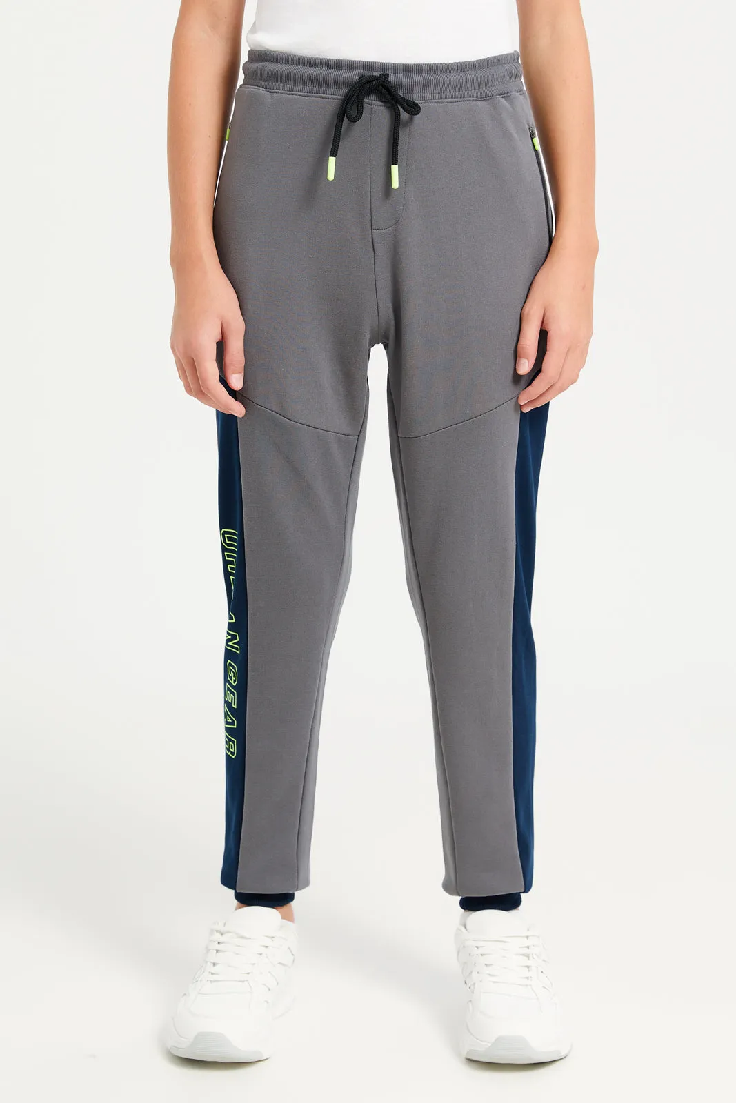 Senior Boys Grey Heat Seal Cut And Sew Active Pants