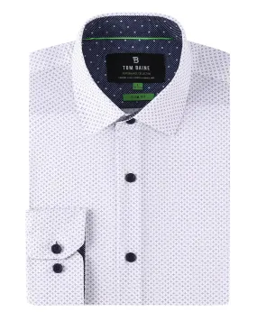 Slim Fit Performance Stretch Button-Up Shirt White Gray TB126