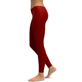 Solid Deep Red Leggings