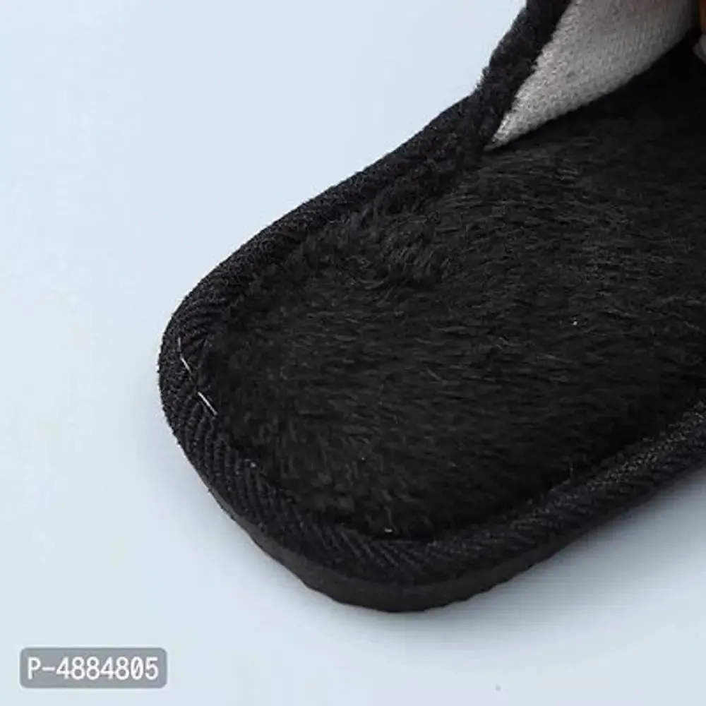 Stunning Black Fur Solid Room Slippers For Women