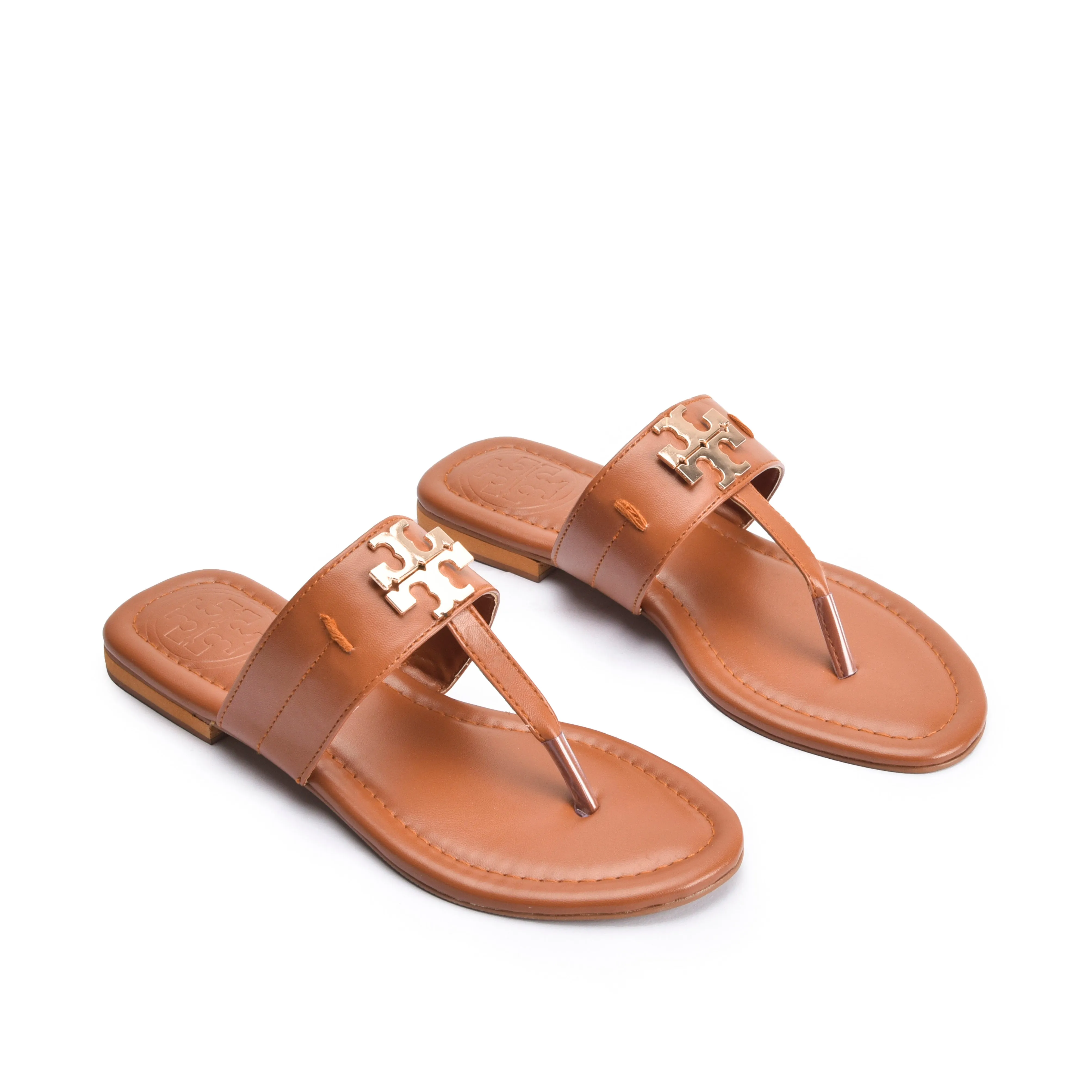 Stylish Tan Leather Slippers | 743R-B