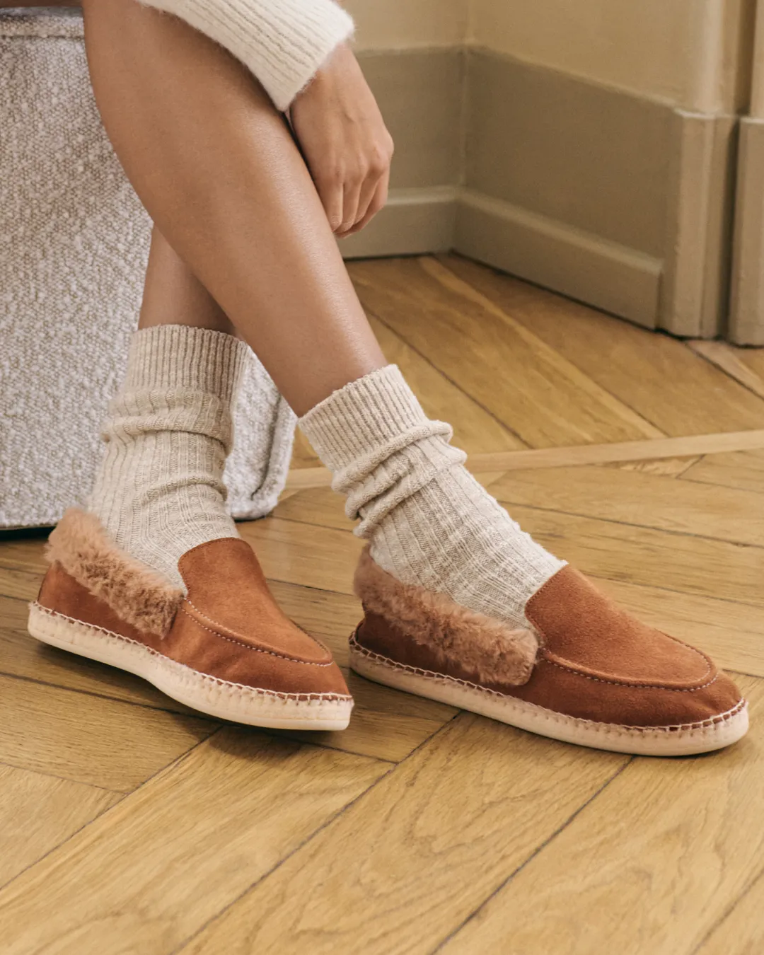 Suede With Faux Fur Loafers Espadrilles - R60LW - Cortina Cuero