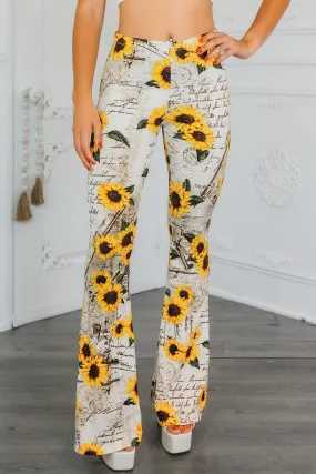 Sunflower Love Letter Buttery Soft Bell Bottom Pants