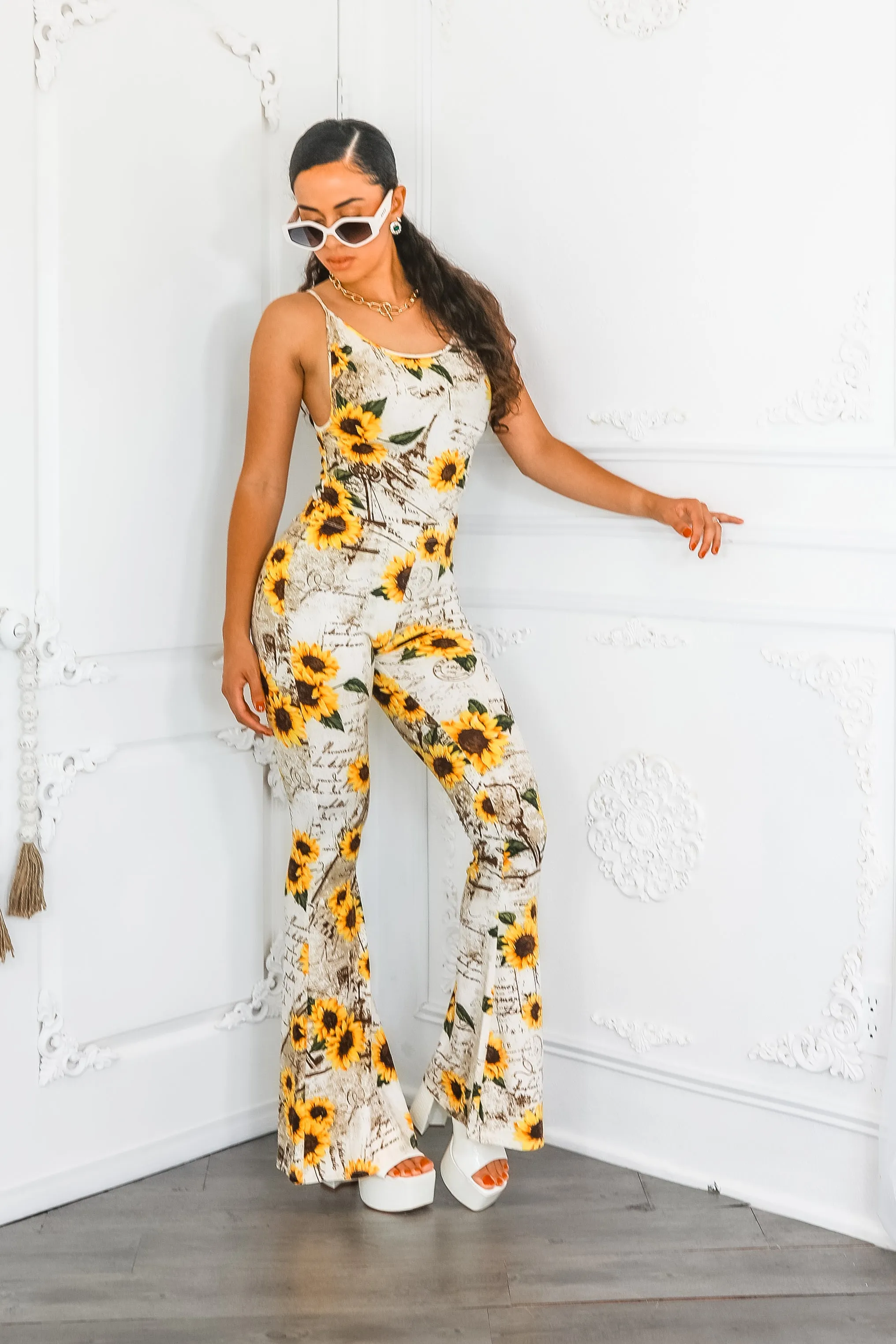 Sunflower Love Letter Buttery Soft Bell Bottom Pants