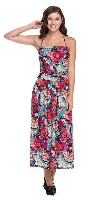 Swirl Abstract Printed Halter Fashion Dress