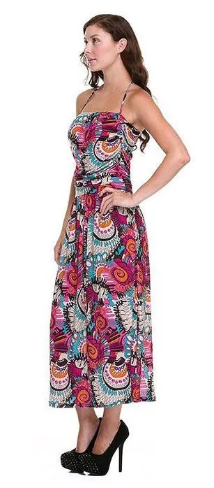 Swirl Abstract Printed Halter Fashion Dress