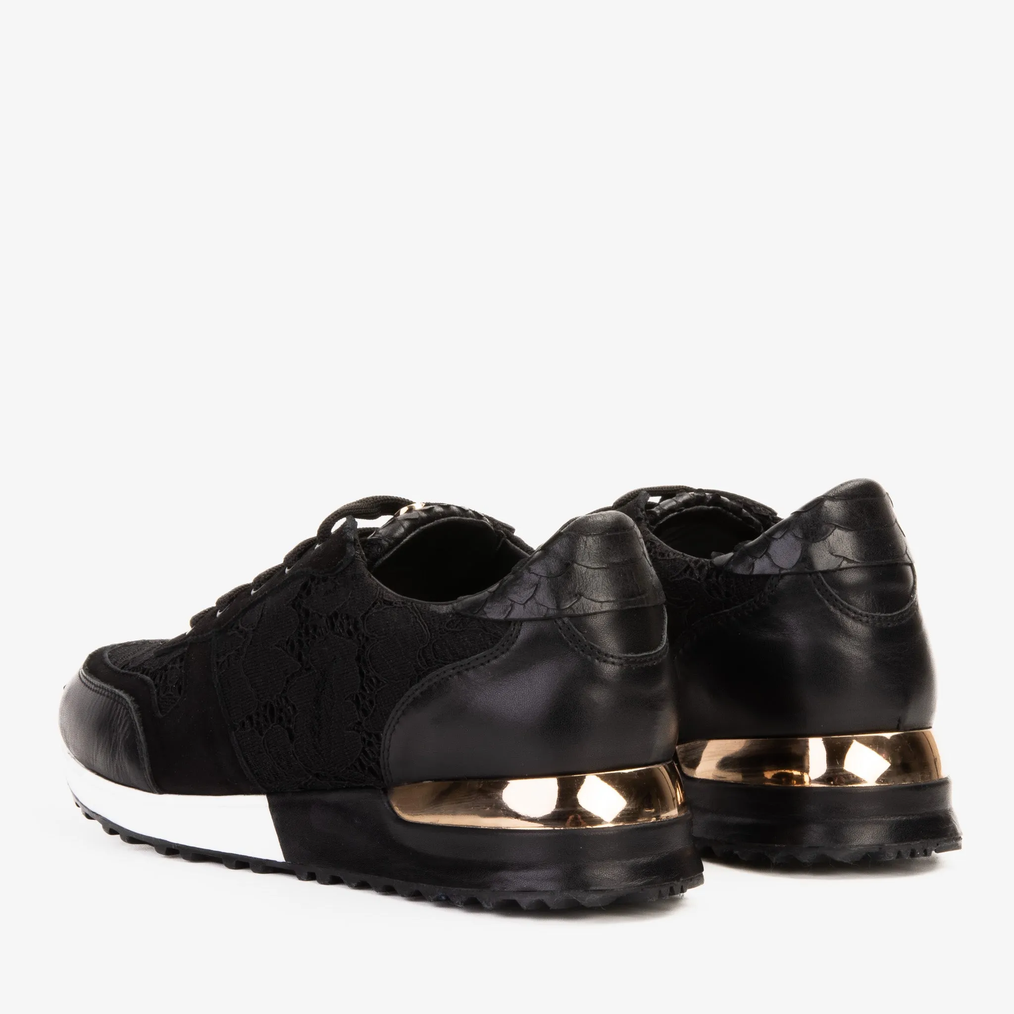 The Noir Black Leather Women Sneaker