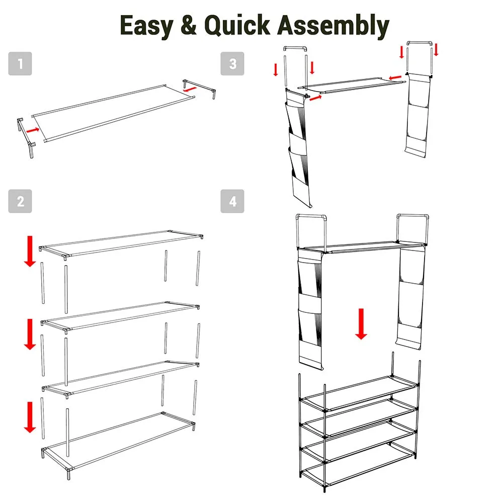 TheLAShop 5-Tier Shoe Rack Metal Shelf Storage Organizer 25-Pair