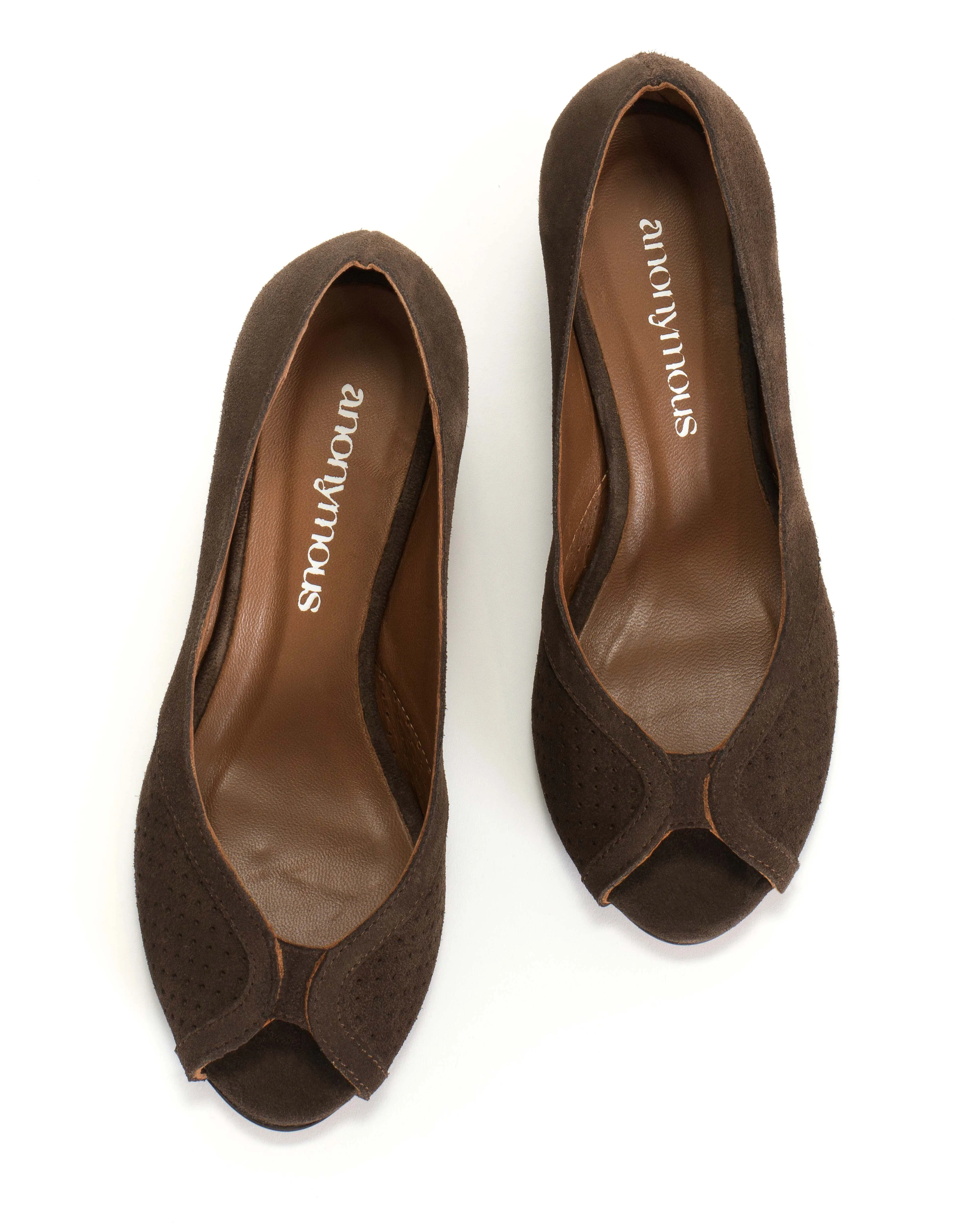 Tiffany Triangle Calf Suede Coffee Brown