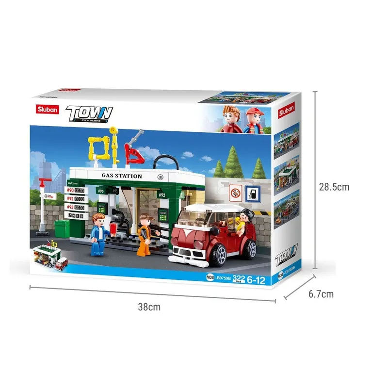 Town-Petrol Station Building Block Kit (322 Pcs)