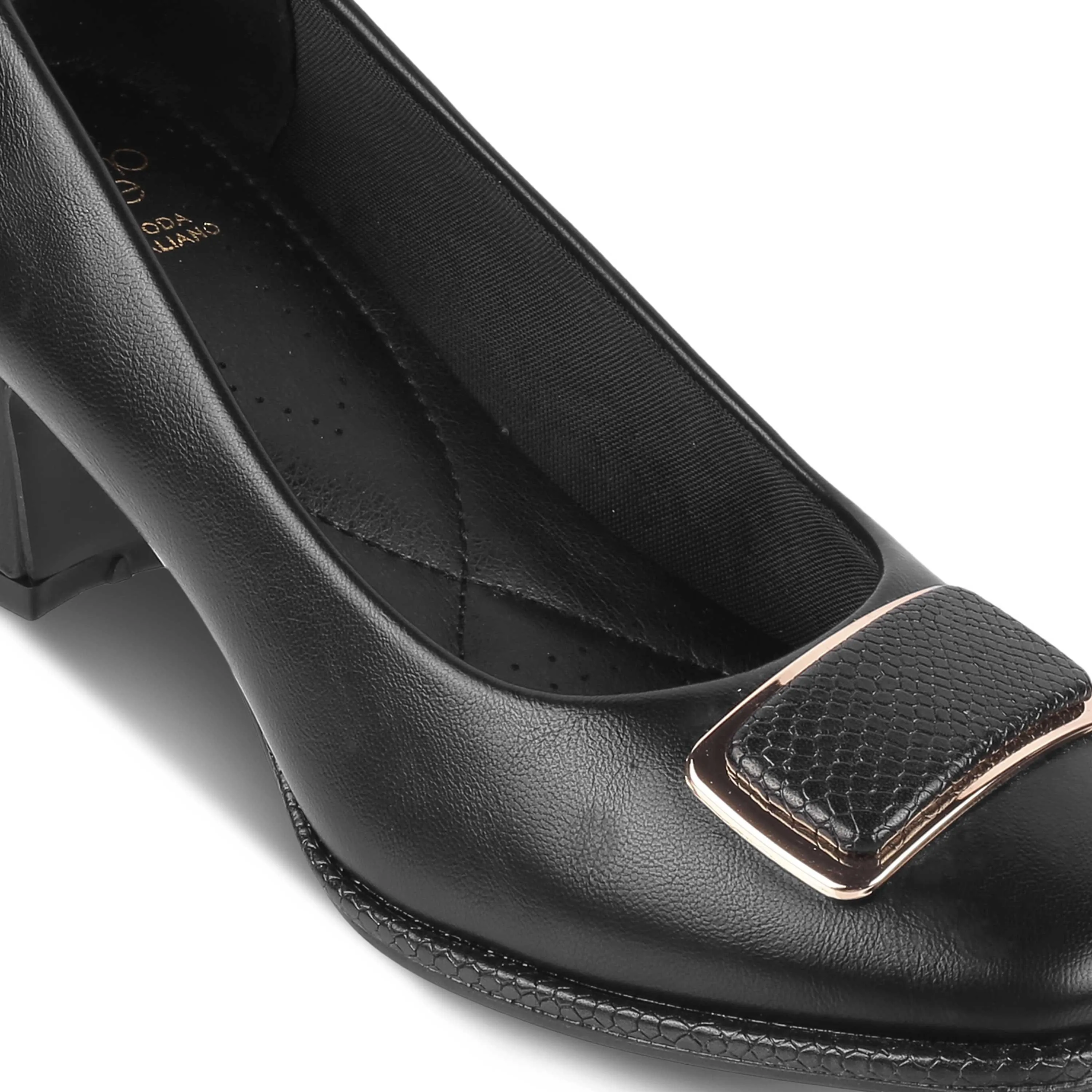 Tresmode Dorf Black Women's Dress Block Heel Pumps