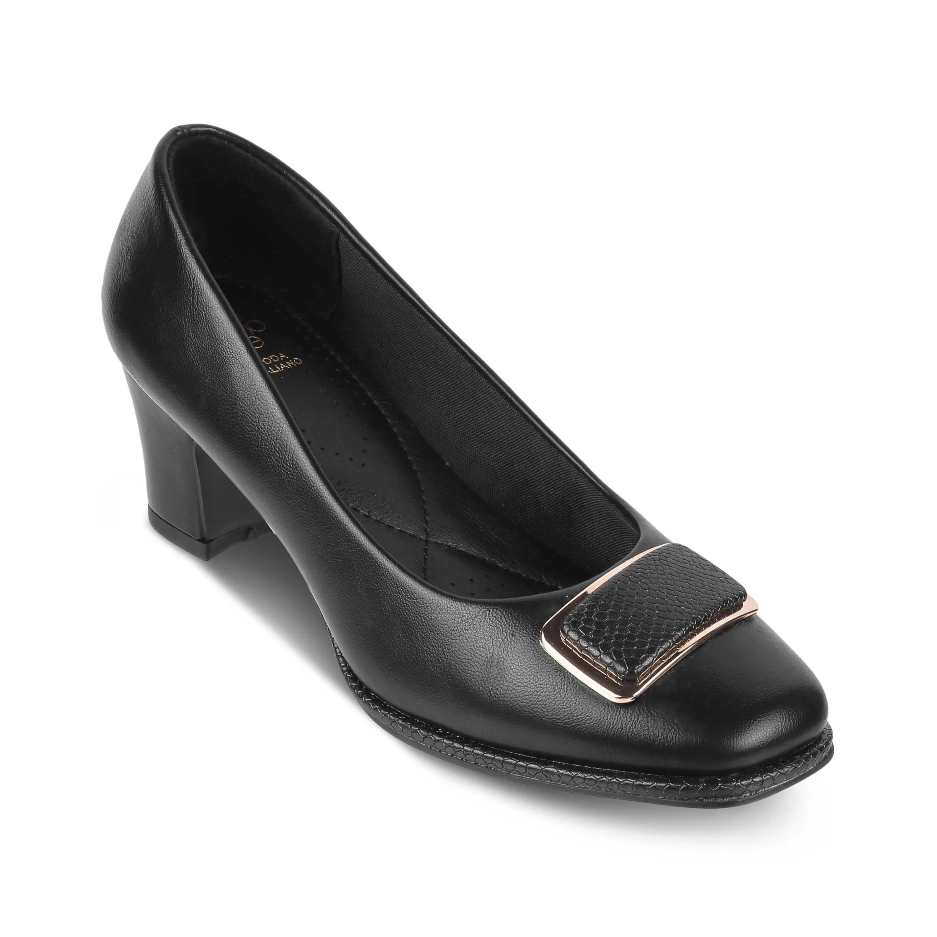 Tresmode Dorf Black Women's Dress Block Heel Pumps