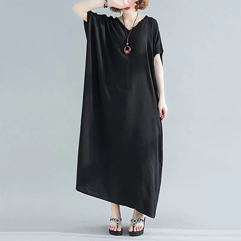 V-Neck Batwing Sleeve Solid Robe