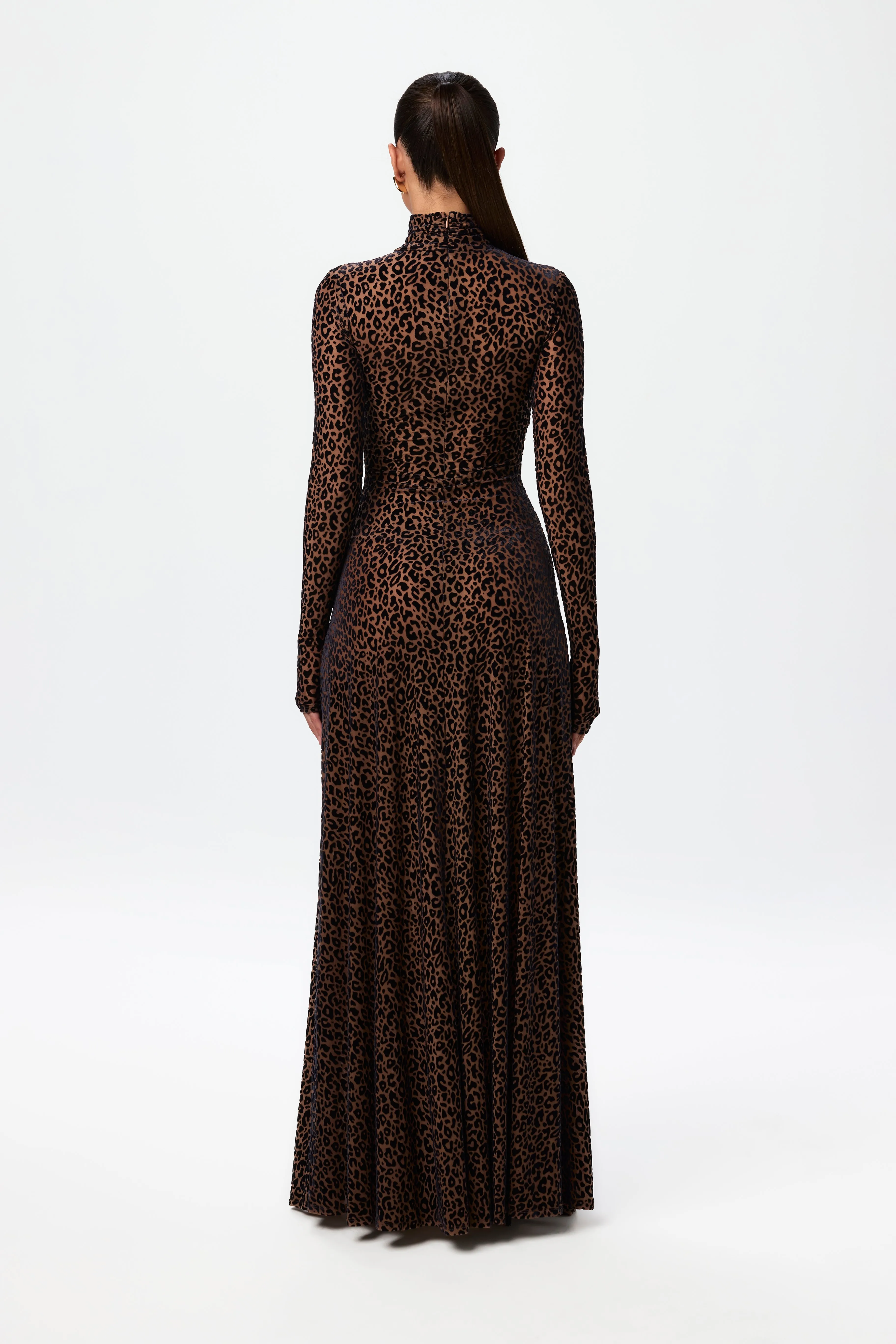 Velvet Burnout Leopard Print Maxi Dress