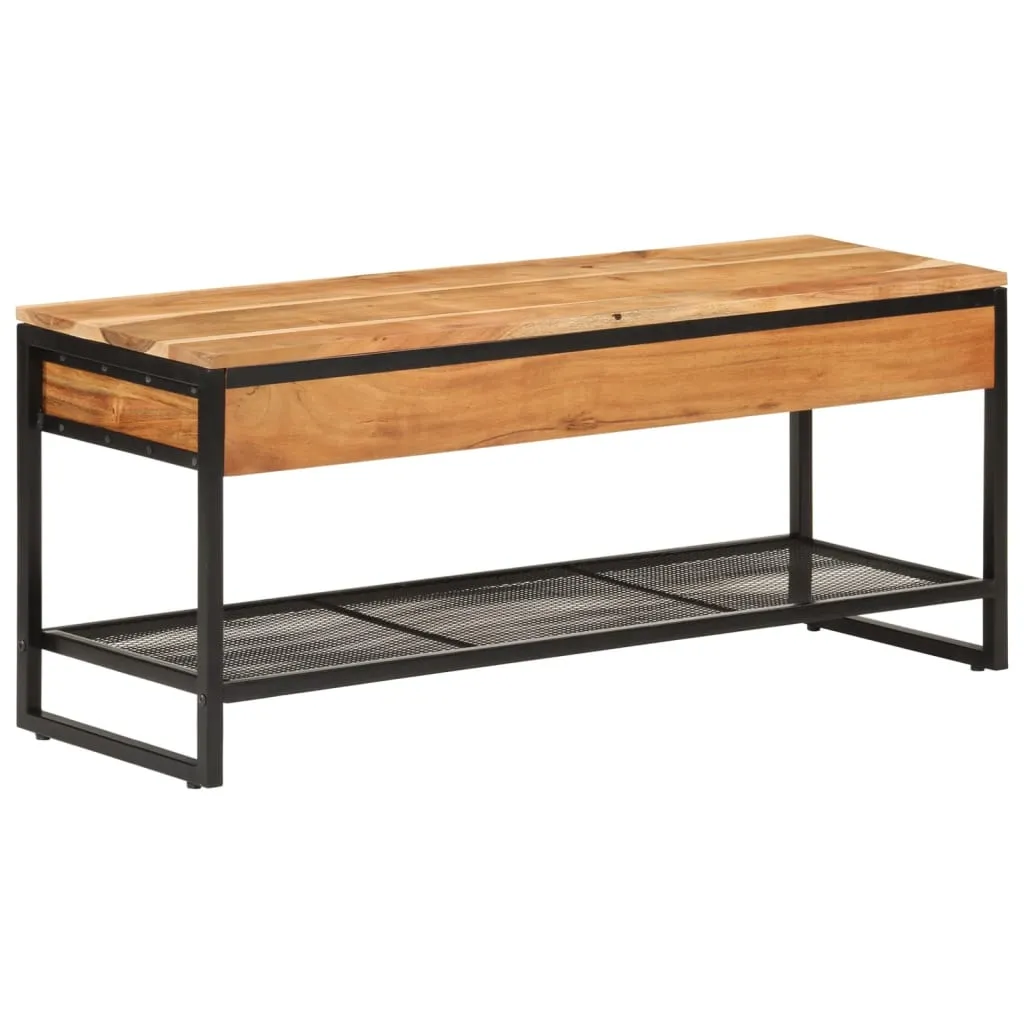 vidaXL Shoe Bench 110x35x45 cm Solid Wood Acacia and Iron