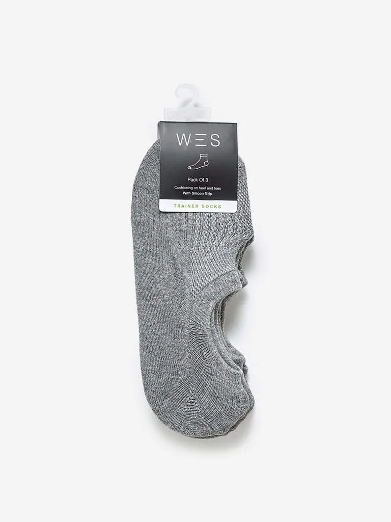 WES Lounge Grey Trainer Socks Pack Of Three