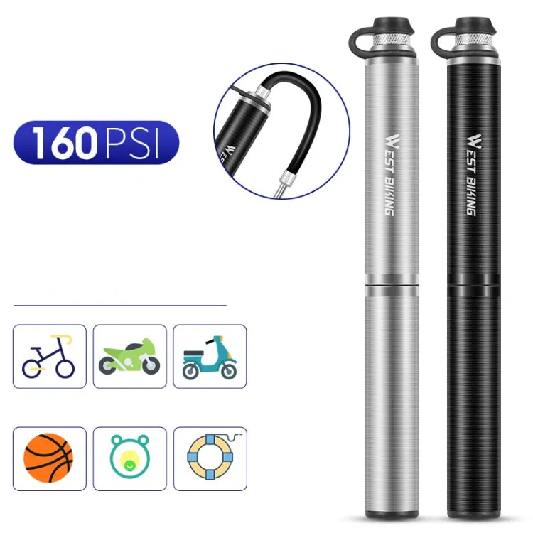 West Biking Bicycle Pump Portable High Pressure Inflators Mountain Road Car Bicycle Riding Equipment(Black)