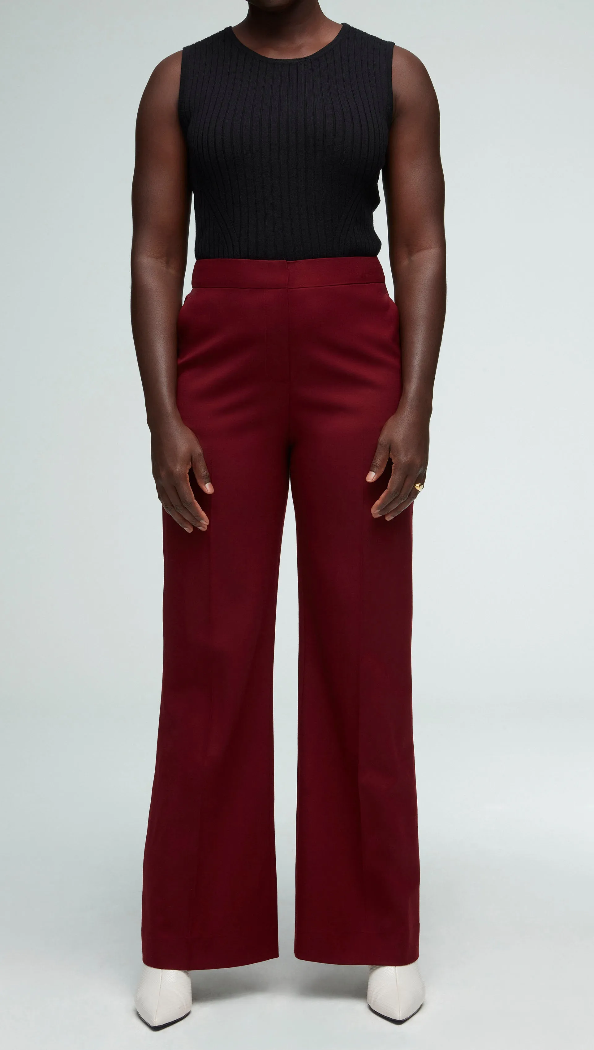 Wide Leg Trouser in Seasonless Wool  | Merlot